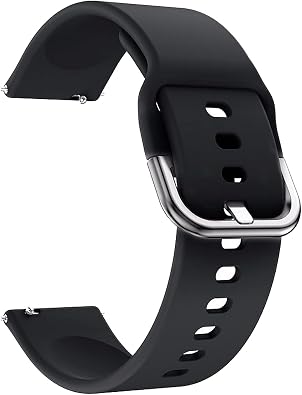 Quick Release Watch Band Compatible With Fossil Q Founder 2.0 Silicone Buckle Replacement Strap Black