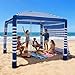 VEVOR Cabaña de Playa con Pared Lateral, Protección Solar UPF 50+, con Sacos de Arena, Toldo Portátil y Ajustable en Altura para Familias, Rayas Azul Marino, 2400 x 2400 x 2400 mm, 4-5 Personas