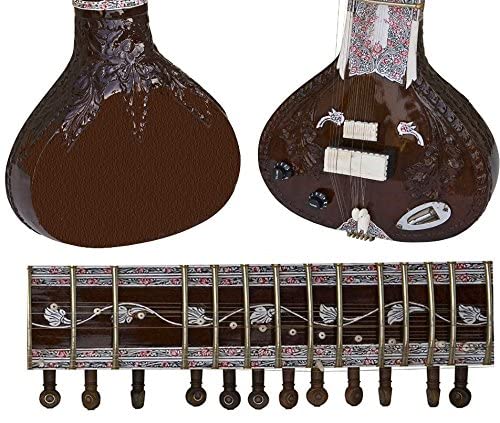 Sitar indien acoustique-électrique en bois de rose sculpté + tous les accessoires, garantie française - Les Beatles, Paul McCartney, John Lennon, RIngo Starr, George Harrison Sitar indien acoustique-électrique en bois de rose sculpté + tous les accessoires, garantie française