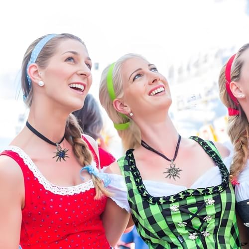 Lyivisk Trachtenkette mit Halsband Set in Weiß und Blau - Traditioneller Schmuck für Festkleidung und bayerische Tracht