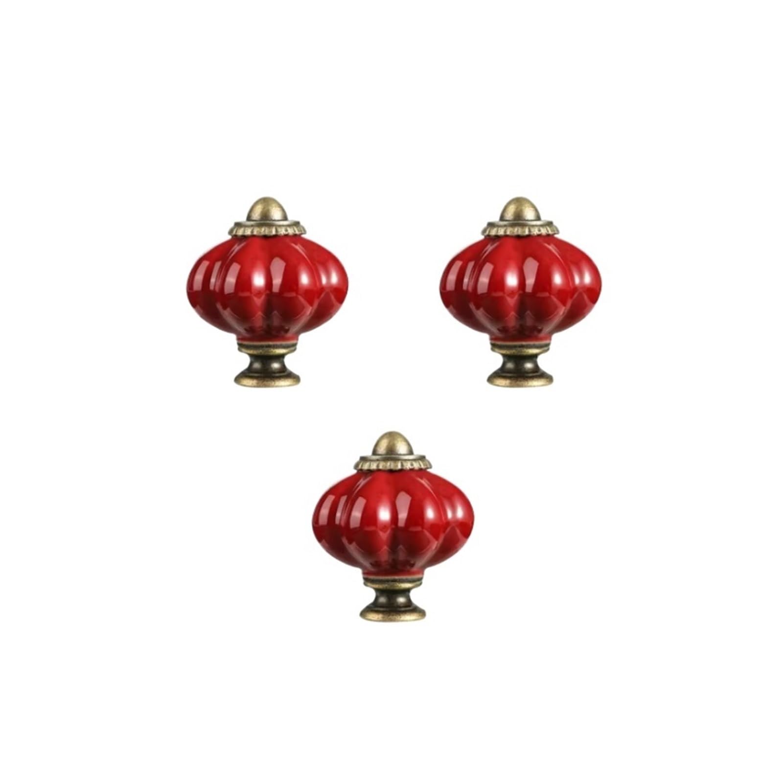 KLdcfhDR 3/6/12pcs Polished Metal Dark Green Ceramic Cabinet Dresser Knobs Set with Hardware(Red-3pc)