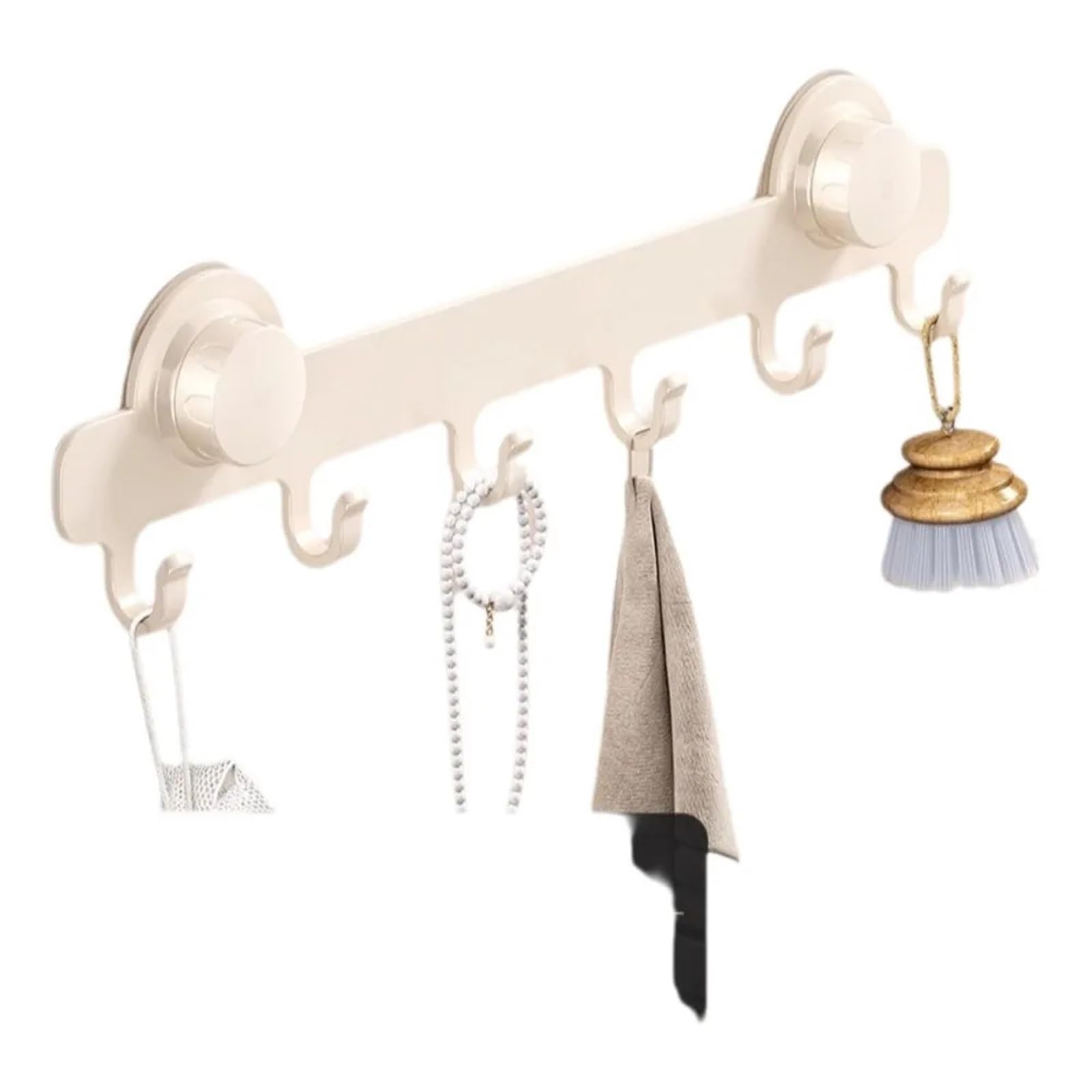 Ryqzhhy White 6 Hook Coat Hooks Suction Wall Hook Rack Waterproof Household Storage Hanger(White 6 Hook)