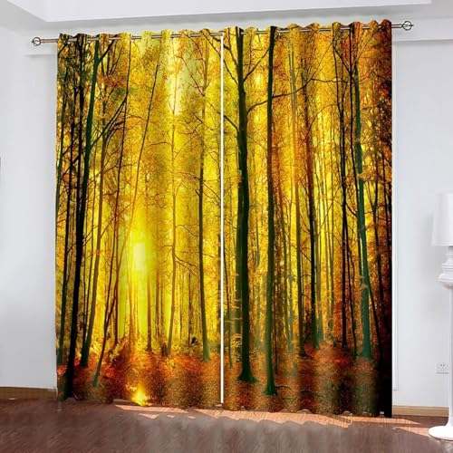 Bishilin Cortinas de día festivo, color amarillo y negro, 2 paneles de poliéster, 107 cm de ancho x 213 cm de largo