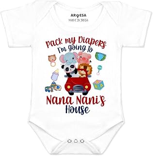 ARVESA Baby Romper Nana Nani Theme for Baby Boy and Baby Girl Cotton 0–12 Months Design No 1236 - I Am Going To Nana Nani ... Price In India