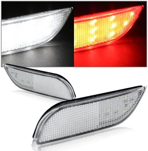 Pair LED Rear Bumper Reflector Brake Stop Light Compatible with 2008-2015 Subaru Impreza & Compatible with 2013 2014 Subaru WRX STI & Compatible with 2013-2015 Subaru XV Crosstrek (Clear Lens)