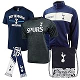 Icon Sports Official Tottenham Hotspur FC Ultimate Fan Pack - Unisex Adult - Jacket, T-Shirts, Scarf & Bag - TOTUFP Grey L