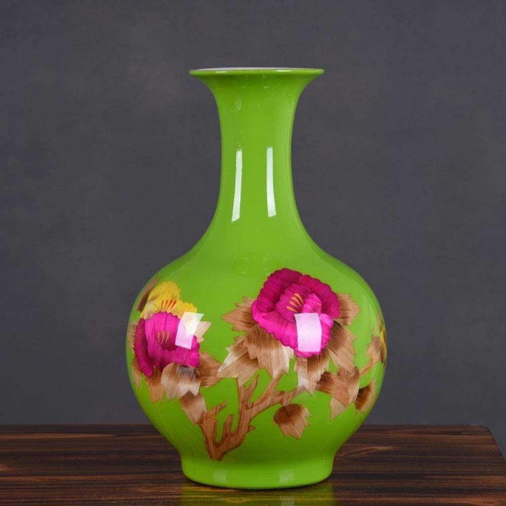 Vase vintage en céramique verte 38cm idéal pour bureau et coin étude