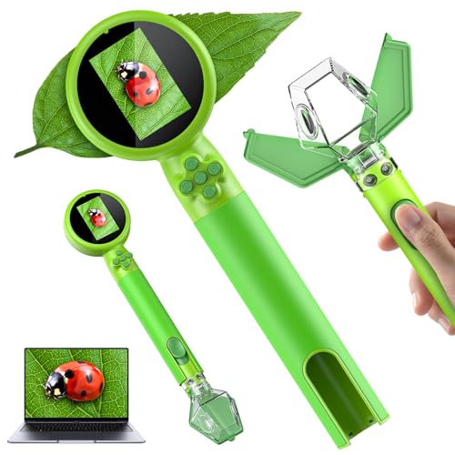 2 in 1 Kids Microscope with Bug Catcher,HD 500X Digital