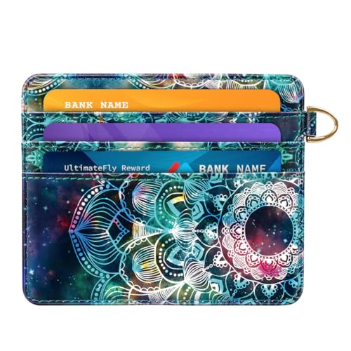 Image of Slim Minimalist Pocket Credit Card Holder Wallet Women | RFID Blocking Lightweight Thin Small Cute Card Cases, Mandala