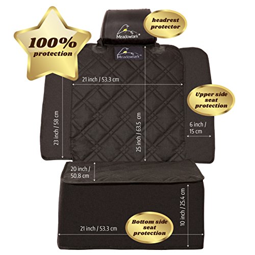 Meadowlark Dog Car Seat Cover For Front Seat, Water Repellent Dog Seat Covers For Cars, Dog Accessories, Durable Nonslip Washable Dog Car Seat Protector For Pet Fur W/Free Seat Belt + Headrest Cover #TOP4