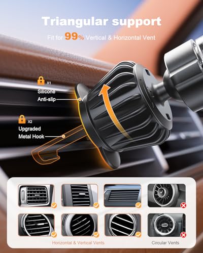 360° Magnetic MagSafe Car Phone Mount w/ Suction Cup & Vent Clip - image 7