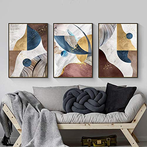 Peinture scandinave de salon : triptyque mural abstrait 70x100 cm pour une ambiance zen