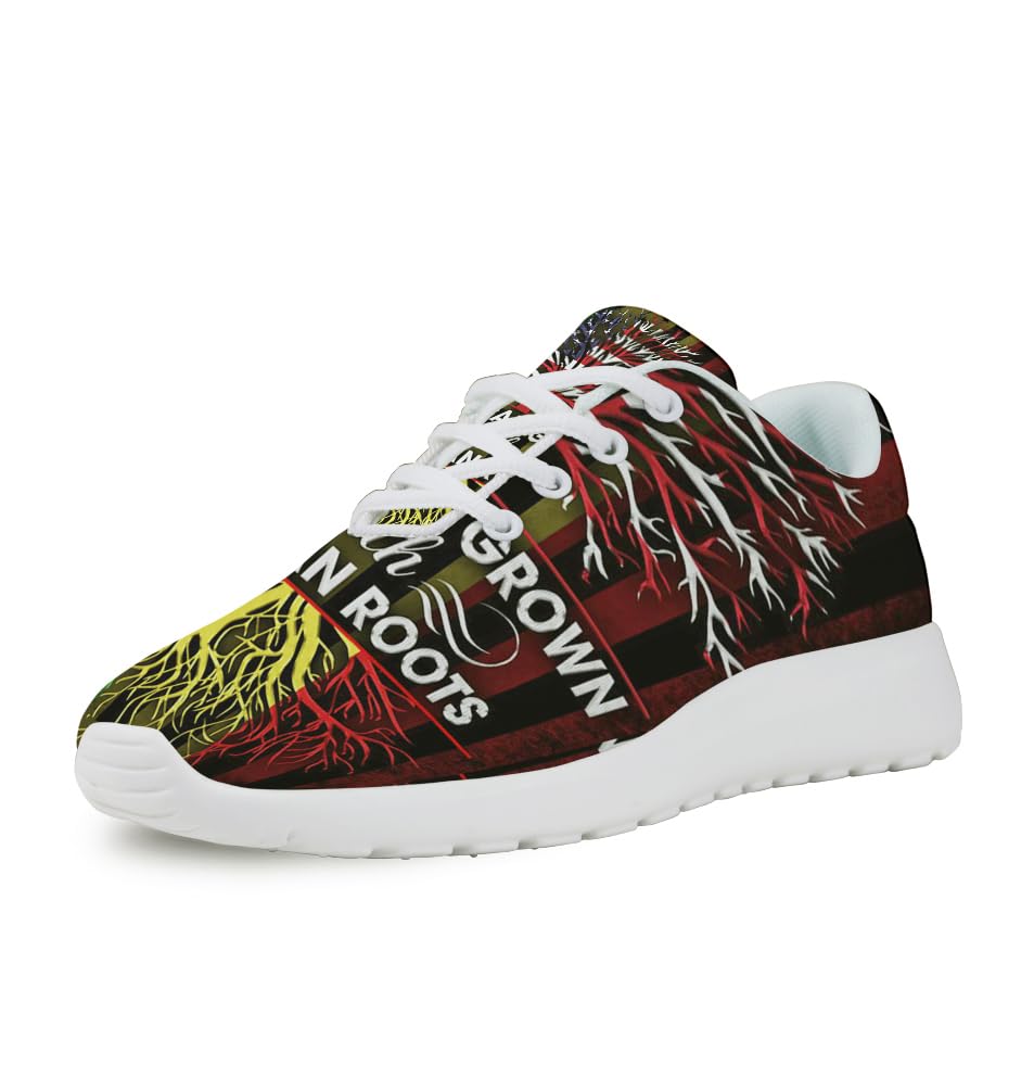 American Flag Grown with African Roots Shoes for Women Men Trail Running Casual Fashion Sneakers Slip-on Tennis Shoes