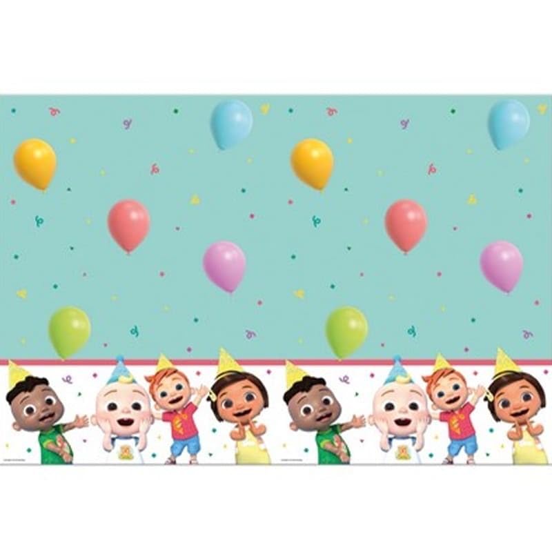 Procos Cocomelon Tablecloth as Decoration for Childrens Birthday Parties and Themed Parties Size: 120 x 180 cm Wipe-Clean Reusable Childrens Birthday Party Table Cover