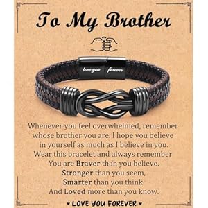 Birthday Gifts for Son Dad New Dad Boyfriend Brother Boys, Leather Bracelet Gifts for Men Him on Valentines Day Father’s Day Christmas