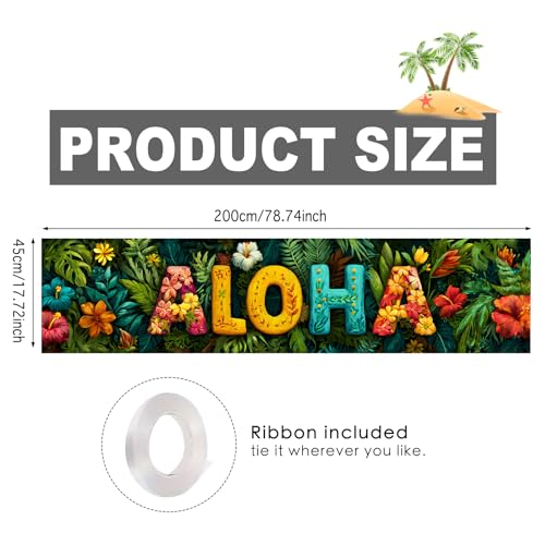 Image of Nuxovilar Aloha Banner Hawaiian Party Decorations 78.7x17.7 Inches