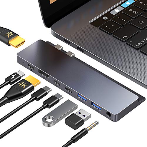 USB C Hub,GIKERSY 8-in-1 USB C Docking Station with 2 HDMI 4K,3 USB-C Ports,2 USB 3.0 Ports,3.5mm Audio Jack,Compatible with MacBook Pro Air 2020-2016