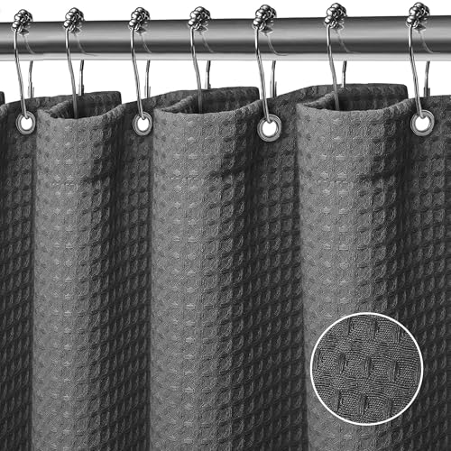 FIISAYL Waffel Duschvorhang Shower Curtains mit Magnet Waschbar...