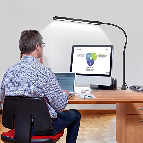 Led Desk Lamp With Touch Control, Gooseneck Clamp Lamp, Desk Light For Home Office, 3 Modes Stepless Dimmable Workbench Light For Working, Study, Reading, Dorms, Nightlight #TOP5