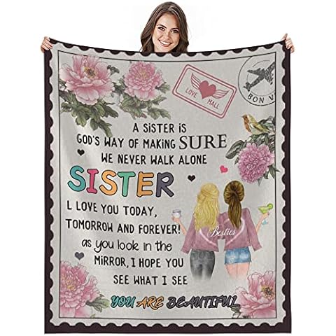 Sister Gifts, Awaytail Birthday Gifts for Sister, Sister Blanket for Sister, Warm Blankets for Winter Super Soft Blanket, 130x150CM, Style 1 Cover
