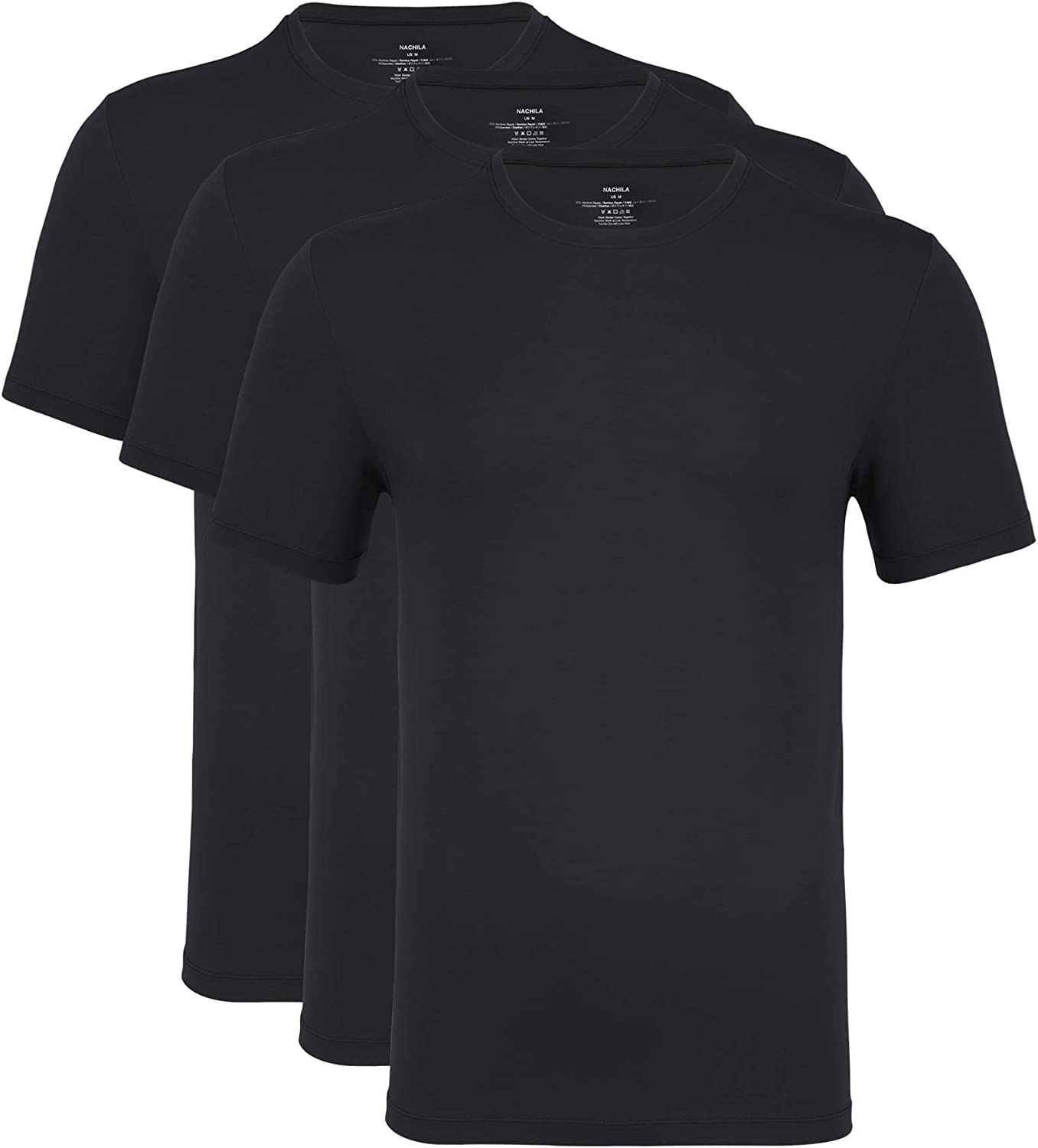 NACHILAUndershirts for Men- Viscose Made from Bamboo, 3 Pack Short Sleeve Tees Soft T-Shirts Comfy Loungewear Top
