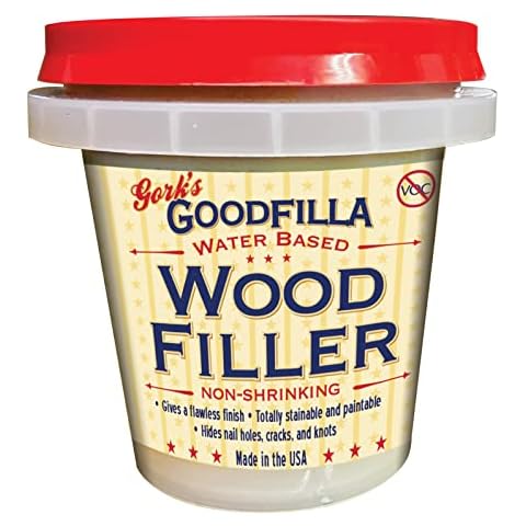 Water-Based Wood & Grain Filler - Base/Neutral - 8 oz By Goodfilla | Repairs, Finishes & Patches | Paintable, Stainable, Sandable & Quick Drying Cover