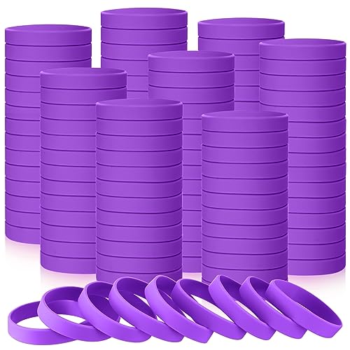 Image of Liliful 100 Pcs Silicone Rubber Wristbands Rubber Wristband Bracelet Bands for Silicone Wristbands for Women Men(Purple)