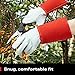 NoCry Guantes largos de jardinería de cuero para mujeres y hombres; a prueba de espinas para podar cactus, rosas y zarzamoras, guantes para trabajos de jardinería; palmas y dedos reforzados; rojo; M