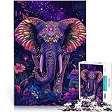 Rompecabezas para Adultos de 1000 Piezas Elefante psicodélico Hecho de cartón para y a Partir de 14 años Inicio Juegos Educativos Juguetes de Bricolaje Grandes Regalos y Juguetes tamaño：26x38cm