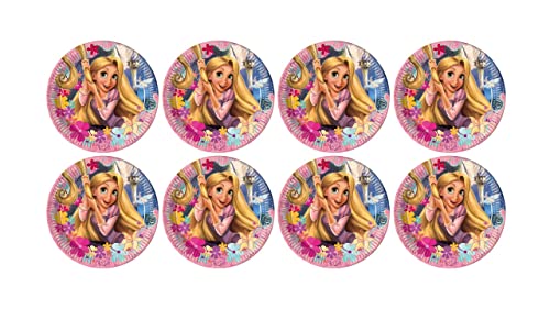ALMACENESADAN, 5121, Pack fiesta cumpleaños; pack 8 platos de cartón 23 cm; de la licencia (Rapunzel)