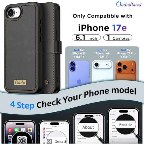 Étui cuir véritable iPhone 17e charge sans fil et coque détachable