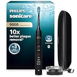 Philips Sonicare DiamondClean 9000 Electric Toothbrush - with App, Pressure Sensor, 4 Brushing Modes, 3 Intensities, Charging Stand, USB Travel Case, Black, Model HX9911/39, UK 2-Pin Bathroom Plug