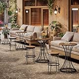 Tribesigns 4PCS Runder Bartisch Stehtisch, 95 cm hoch, Holz-Bistro-Kneipentisch,Bistrotisch,Esstisch für 2 mit Metallsockel Tischplatte 60 x 60 cm, für Hausbar, Kaffee, Cocktail, braun (nur Tisch)