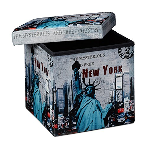 Relaxdays Banco/Cofre, Piel sintética, Multicolor, 38x38x38 cm