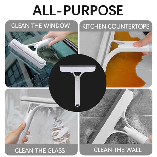 Image of Generic Shower Squeegee for Shower Glass Door, Spray Water and Wipe 2 in 1, Bathroom Cleaner Tool Household Window, Kitchen tabletop, Mirror Squeegee, Tile Wall, Car Windows (10 Inches-White)