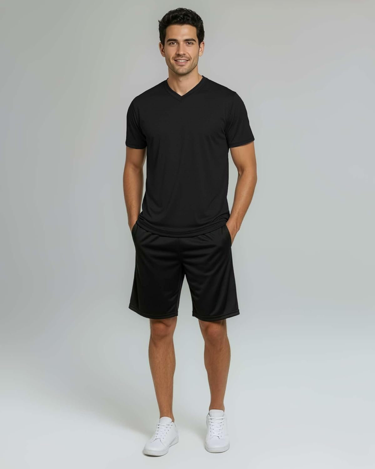 Real Essentials 5 Pack: Men's Breeze Tech V-Neck Dry Fit T-Shirts Moisture Wicking Athletic Workout & Gym Shirts (Big &Tall) - Image 4