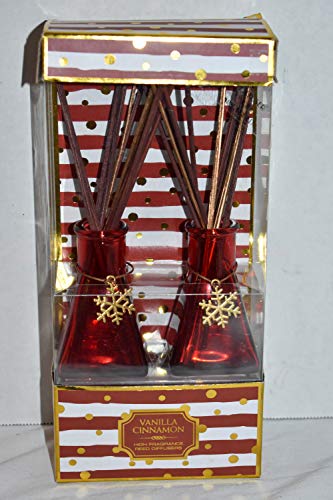 Set Difusores de Vidrio Rojo con Aroma Vainilla y Canela 2 Piezas miniatura 1
