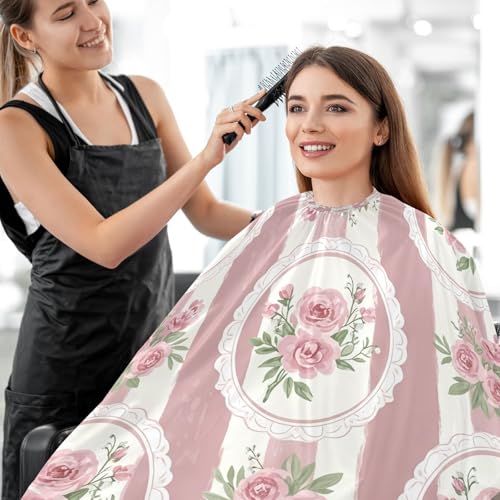 Capa de barbería impermeable Kigai con flores rosas miniatura 7