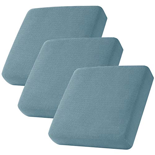 Image of CHUN YI Stretch Couch Cushion Cover, Fitted Loveseat Sofa Chair Seat Slipcover Furniture Protector, Checks Spandex Jacquard Fabric(3,Smoky Blue), 3