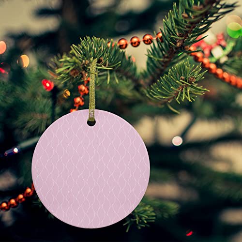 Decorative Hanging Ornaments, Geometric Pattern Pink Round Ceramic Ornament Hanging Sign With Ribbon,For Home Decor, 1 Pcs, 3" #TOP1