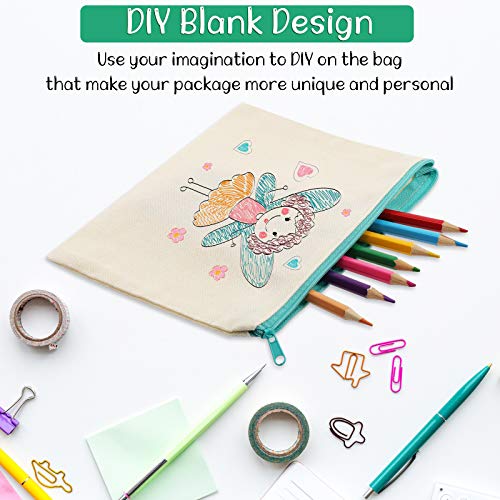 Shappy 40 Pcs Canvas Zipper Pouch Bags Pencil Pouch Bulk Canvas Makeup Bags Blank Pencil Case Cotton Cosmetic Case for Travel DIY Craft (7.87 x 5.70 Inches,M) by Shappy - Image 4