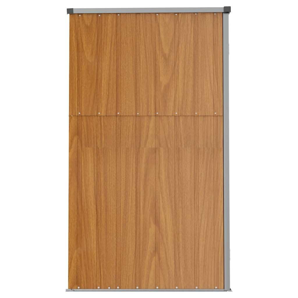 ACAGALA Metall Gerätehaus Geräteschuppen Gartenhaus 161 x 89 x 161 cm, Gartenschrank Wetterfester Metallschuppen mit Doppeltüren, Ideal für Gartenwerkzeug & Fahrräder - Verzinkter Stahl, Braun