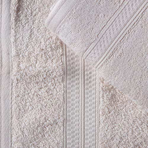 Superior Towel Set, Rayon From Bamboo Cotton Blend, Ideal For Bathroom, Guest Bathroom, And Beach, Includes; 8 Pieces, Face/Washcloths, Hand Towels, Bath Towels, Ivory #TOP2