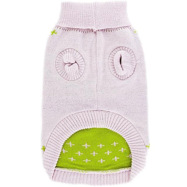 Image of Lulala Turtleneck Dog Sweater - Winter Coat Apparel Classic Cable Knit Clothes with Leash Hole for Cold Weather, Ideal Gift for Pet (Pink, 8 Inch)