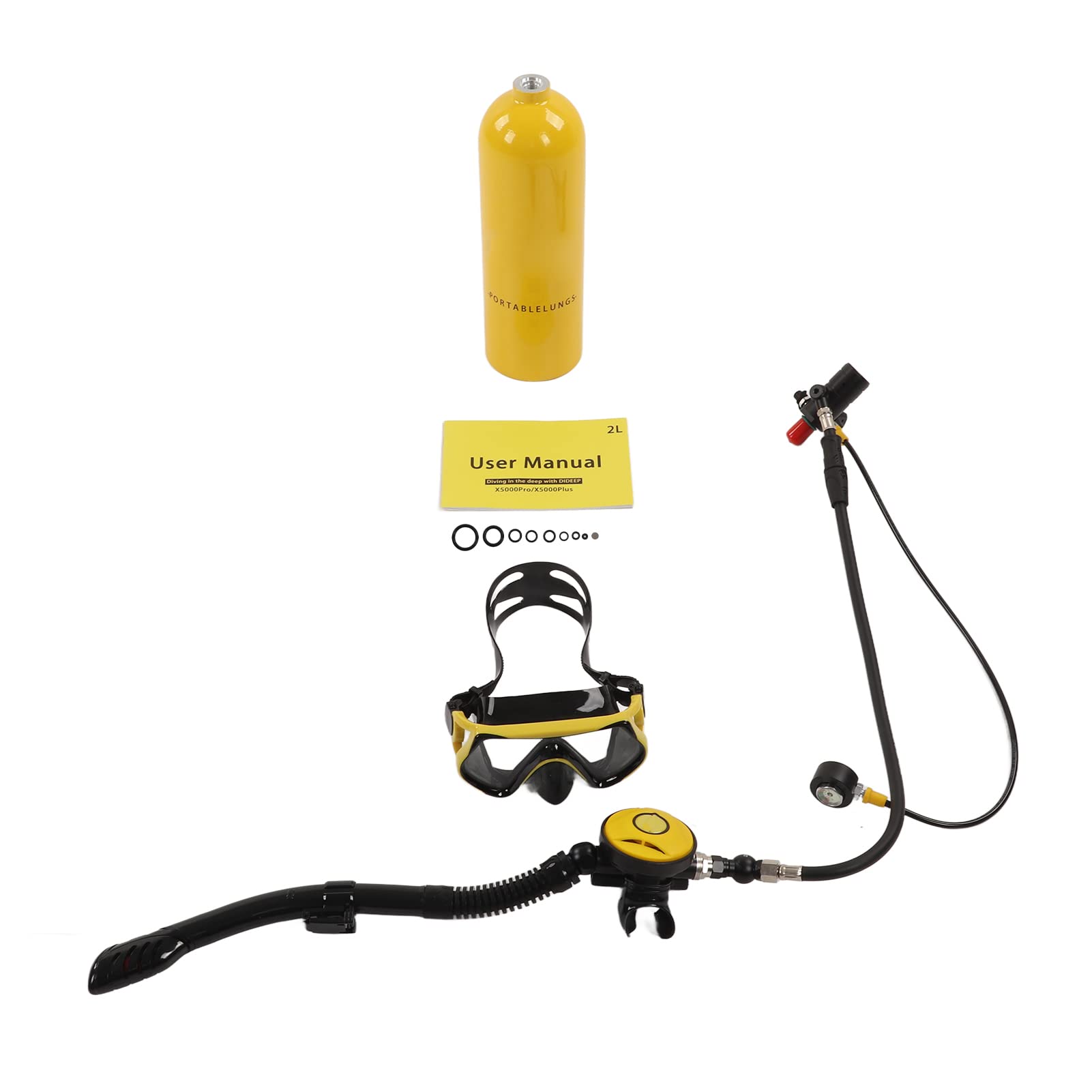 Pilipane ÉQuipement De PlongéE sous-Marine RéServoir Bouteille D'OxygèNe,Mini Bouteille De Plongee,2L X5000Plus PlongéE Cylindre D'OxygèNe Kit RéServoir pour La Respiration sous-Marine
