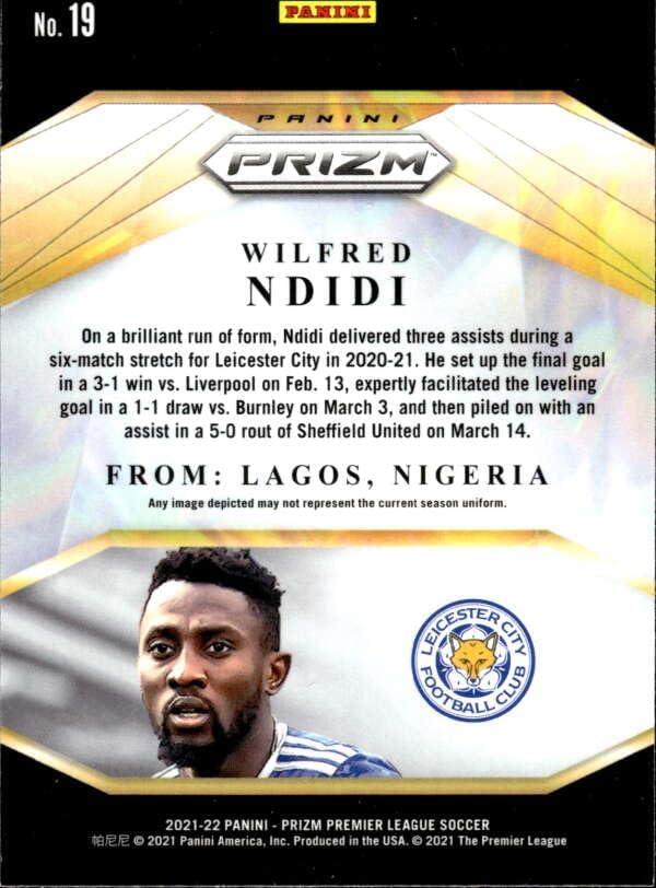 Miniatura 2 de 2021-22 PANINI PRIZM PREMIER LEAGUE BRILLIANCE #19 WILFRED NDIDI LEICESTER CITY SOCCER OFFICIAL TRADING CARD OF SOCCER