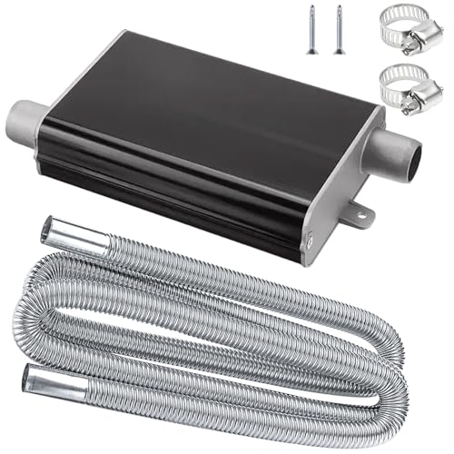 Abgasrohrschalldämpfer, mit 300 cm Abgasschlauch + 2 × Klemmen und Schrauben, Hitzebeständig und Langlebig, Starke Geräuschreduktion, Geeignet für Generatoren und Autos (Schwarz, Einheitsgröße)