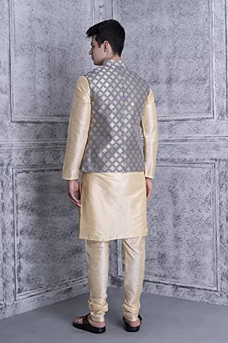 Image of Uri and MacKenzie Men's Silk Blend Kurta Pajama with Designer Ethnic Nehru Jacket /Modi Jacket