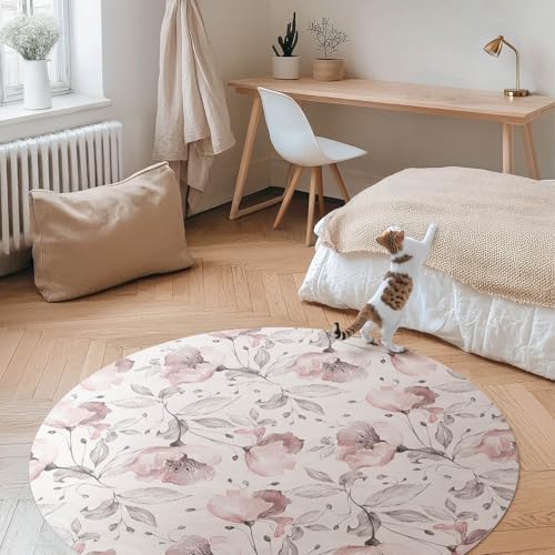 Tapis Vinyle ø100 cm Rond Durable Matière Premium Décoration