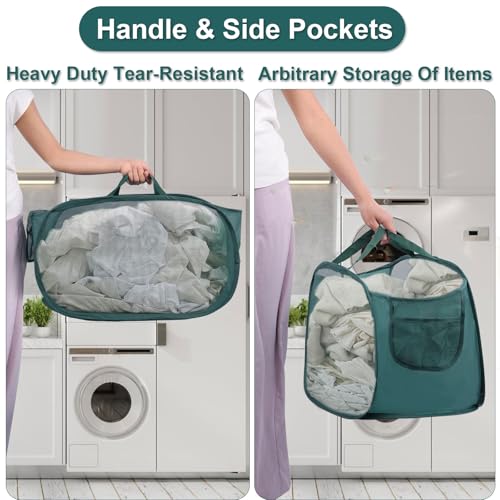 2 Stück Faltbarer Wäschekorb, 75L Pop up Wäschekorb Faltbar (36 x 36 x 58 cm) Wäschetonne Wäschekorb klappbar mit Griff, Aufbewahrungskorb für Kinderzimmer Camping Und Reisen